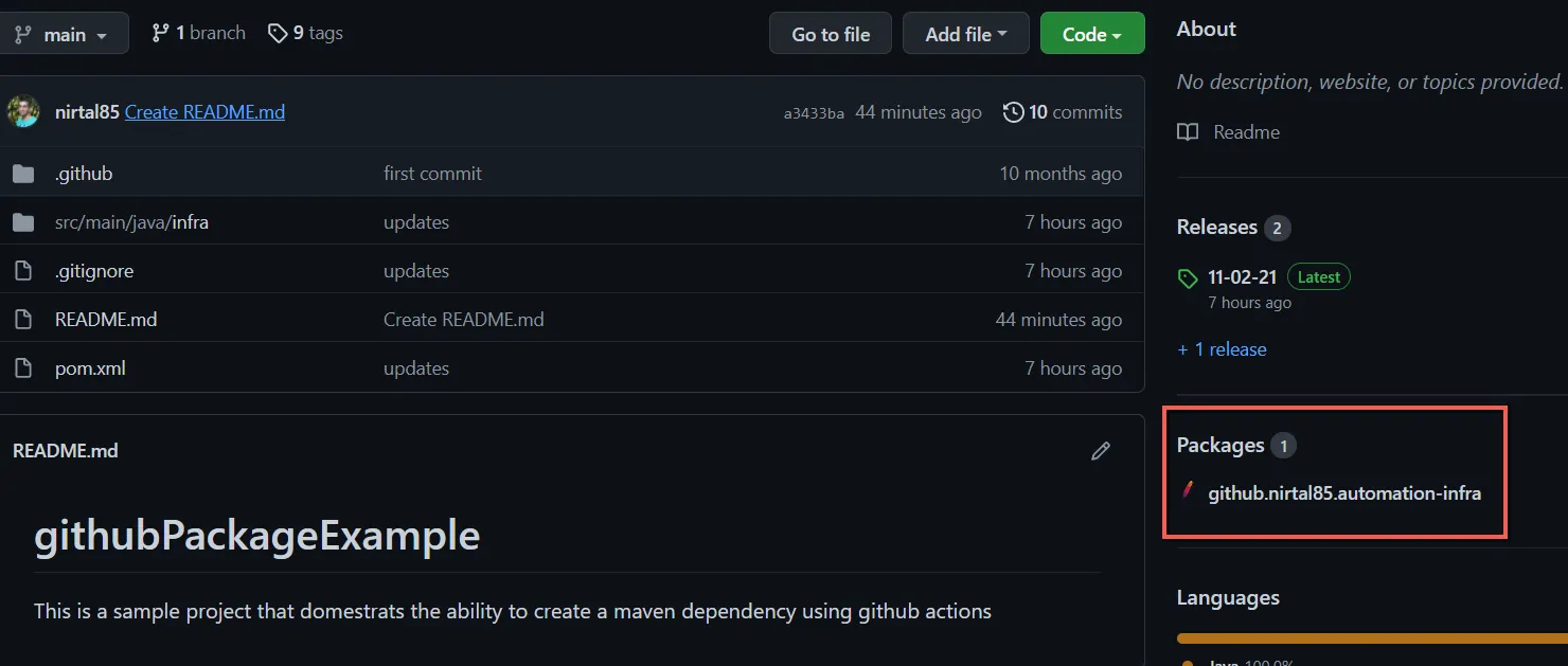github pacakge