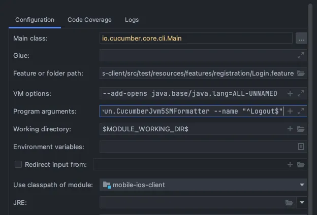 JVM argument in IntelliJ