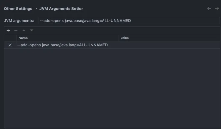 JVM Arguments Setter plugin